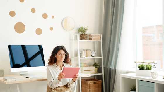 Women at home in office